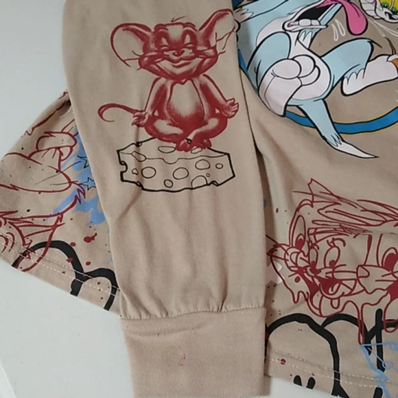 TOM AND JERRY GRAPHIC GRAFITI LONG SLEEVE TEE SHIRT MED 38-40 - Picture 5 of 8